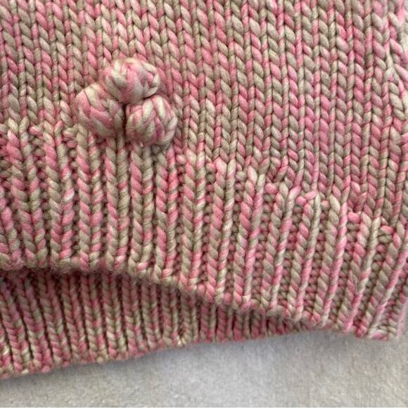 Urban Outfitters pink/tan mock neck boxy sleeveless pom pom  sweater NWT Small - Picture 5 of 14